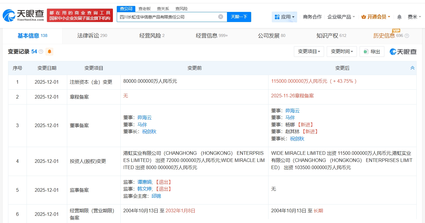 四川長虹佳華增資至11.5億元，軟硬件批發業務再添強勁動力
